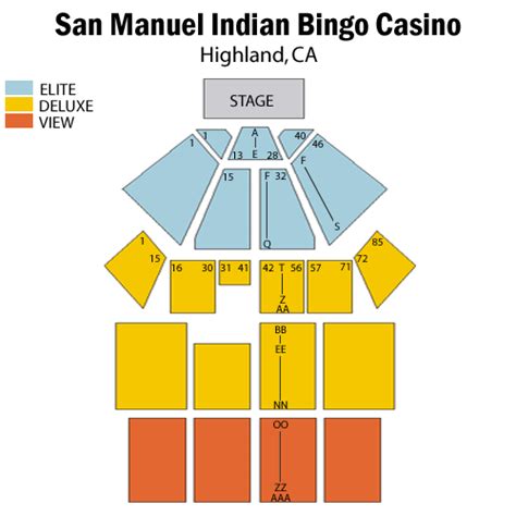 san manuel casino seating chart  Located just 70 minutes from downtown Los Angeles and a short drive from LA-Ontario International Airport, the casino is owned and operated by the San Manuel Band of Mission Indians